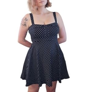 Joseph Ribkoff Flare Polka Dot Black White Pin Up Style Tie Dress Sz 8